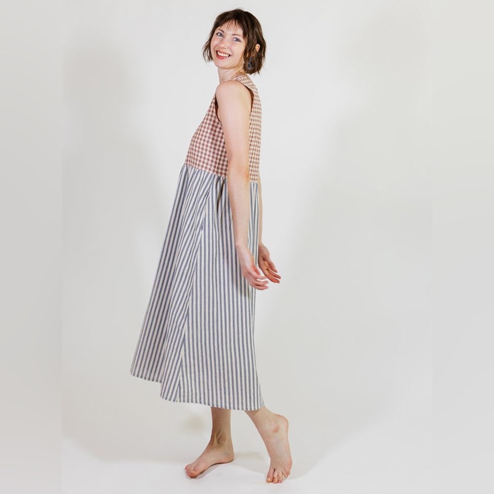 Mata Traders Lilah Gingham Striped Mixed Dress - Picture 5 of 12